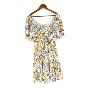 Liberty Love Women Dress Size XXL Floral Babydoll Mini Lagenlook Peasant Smocked